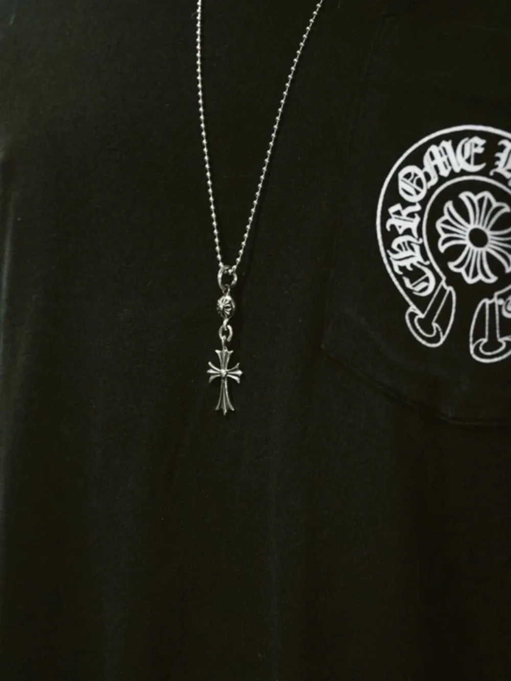 Chrome Hearts One Ball Tiny CH Cross Charm with Ball Chain